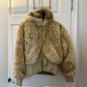 Vintage Baby Phat Women's Cream and Yellow Jacket reversible